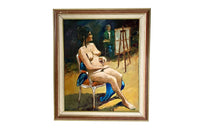 20th Century French Seated Nude Study in the Artist’s Studio by Jane Delesti