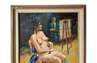 20th Century French Seated Nude Study in the Artist’s Studio by Jane Delesti