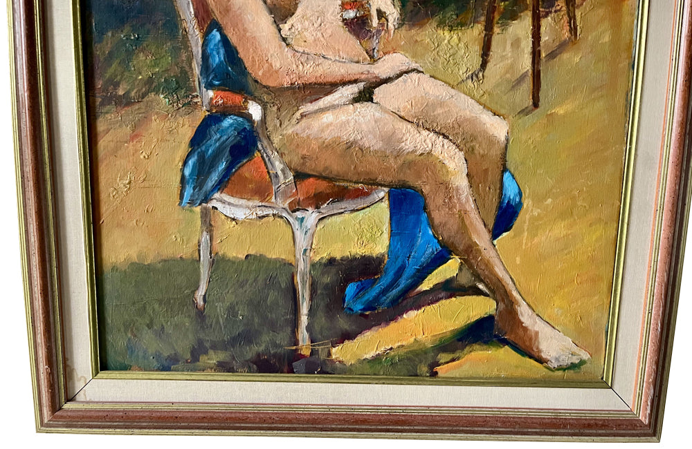 20th Century French Seated Nude Study in the Artist’s Studio by Jane Delesti