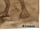 Large, Italian painting in sepia of a greyhound dog.
