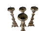 Set of four beautiful silverplate brass repoussé 19th century ecclesiastic pricket candlesticks