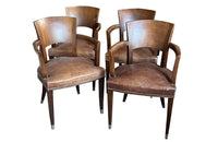 Antique armchairs Art Deco walnut bridge style in the manner of Ruhlmann French - French antique furniture