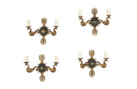 Set of four elegant 20th Century French bronze wall sconces in the Empire style