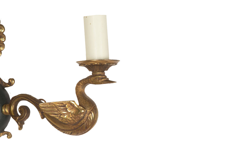 Set of four elegant 20th Century French bronze wall sconces in the Empire style