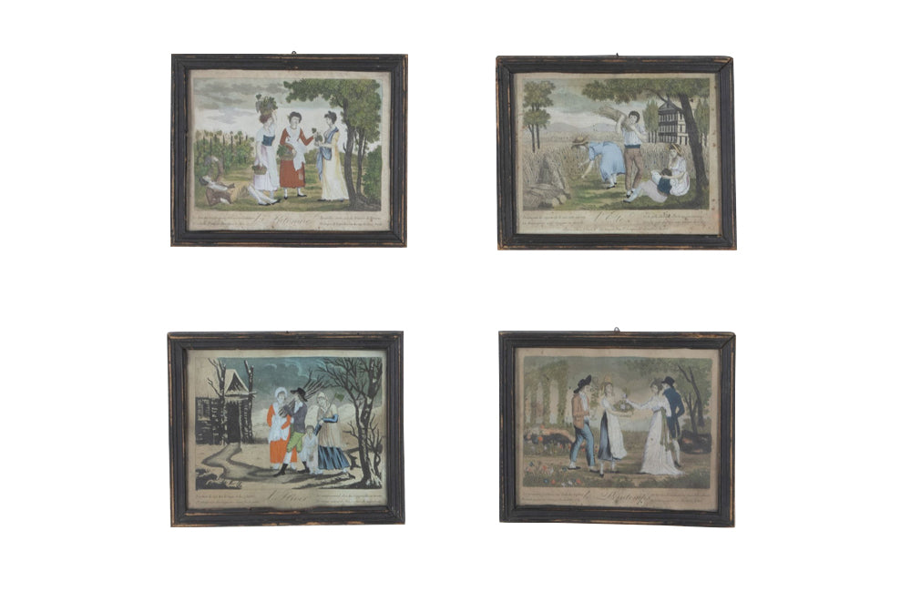 Charming early 19th century series of four coloured engravings illustrating the Four Seasons.