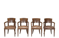 Antique armchairs Art Deco walnut bridge style in the manner of Ruhlmann French - French antique furniture