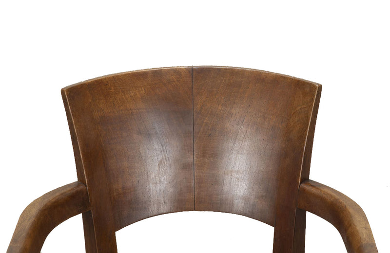 Antique armchairs Art Deco walnut bridge style in the manner of Ruhlmann French - French antique furniture