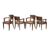 Antique armchairs Art Deco walnut bridge style in the manner of Ruhlmann French - French antique furniture