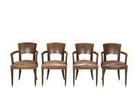 Antique armchairs Art Deco walnut bridge style in the manner of Ruhlmann French - French antique furniture