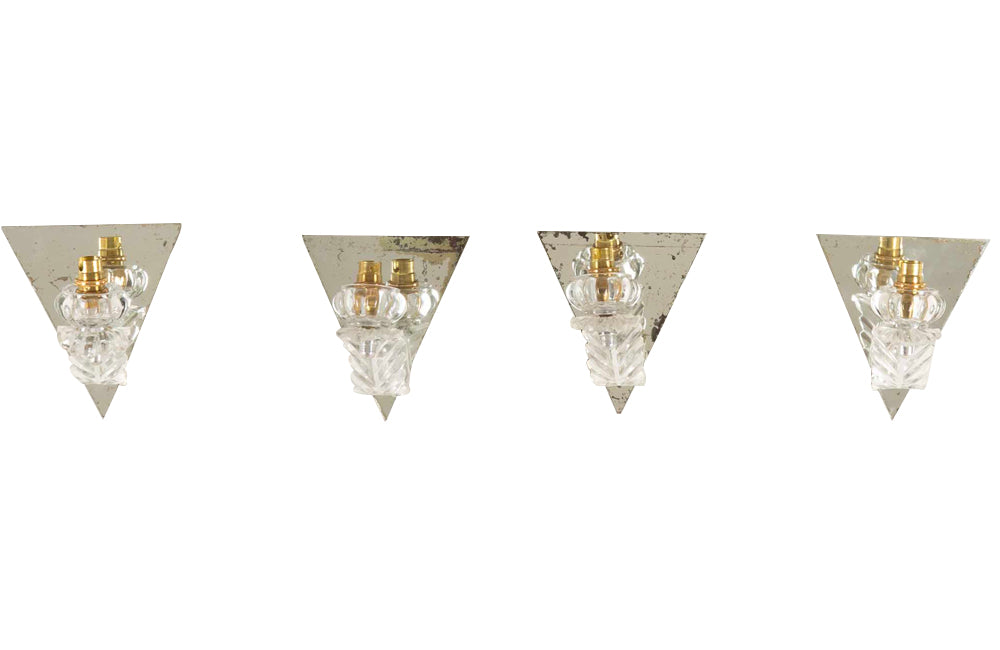 SET OF FOUR SMALL MID CENTURY ITALIAN MIRRORED WALL LIGHTS