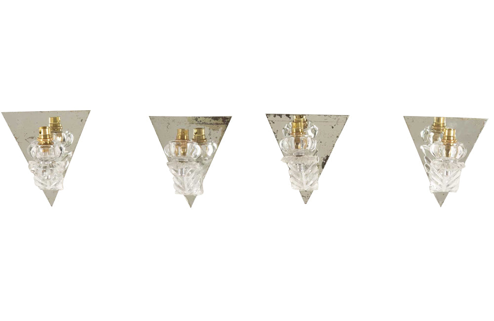 SET OF FOUR SMALL MID CENTURY ITALIAN MIRRORED WALL LIGHTS