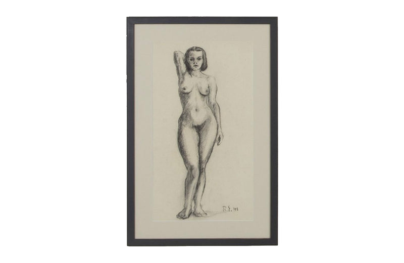 Set of three framed Mid-Century French nude studies
