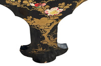 Mid-20th Century Chinoiserie tables black lacquer low tables inset with removable glass tops. 