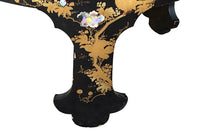 Mid-20th Century Chinoiserie tables black lacquer low tables inset with removable glass tops. 