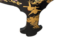 Mid-20th Century Chinoiserie tables black lacquer low tables inset with removable glass tops. 