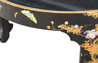 Mid-20th Century Chinoiserie tables black lacquer low tables inset with removable glass tops. 