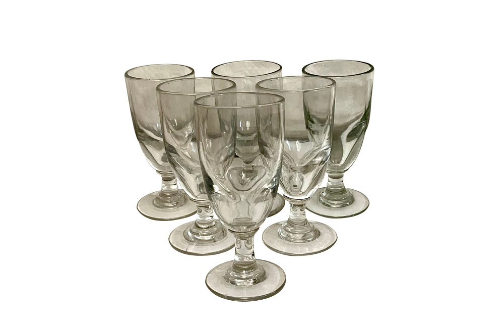 Set of six large antique French hand blown glasses circa 1900