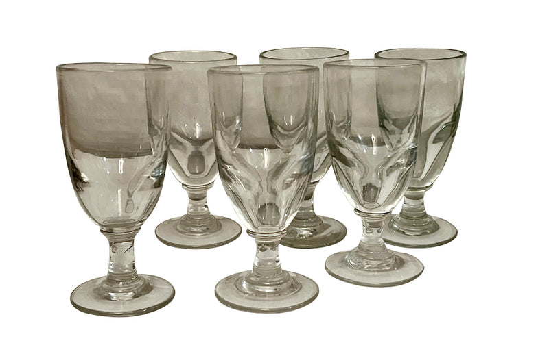 Set of six large antique French hand blown glasses circa 1900