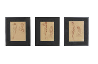 Set of three 20th Century French sanguine life nude studies