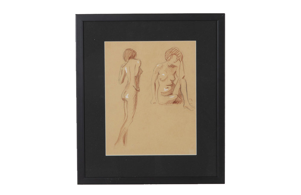 Set of three 20th Century French sanguine life nude studies