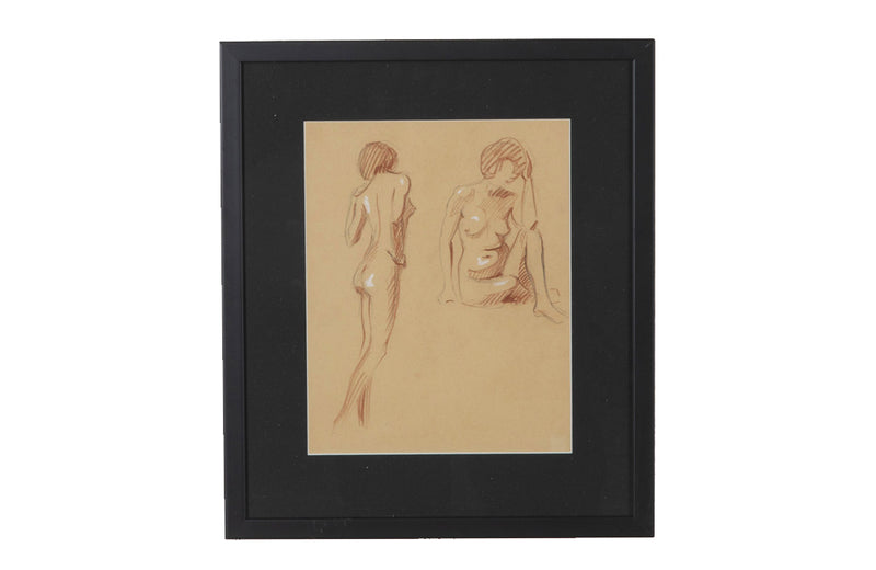 Set of three 20th Century French sanguine life nude studies