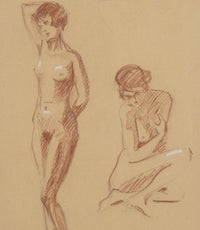 Set of three 20th Century French sanguine life nude studies