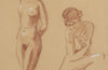 Set of three 20th Century French sanguine life nude studies