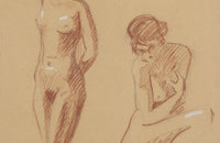 Set of three 20th Century French sanguine life nude studies