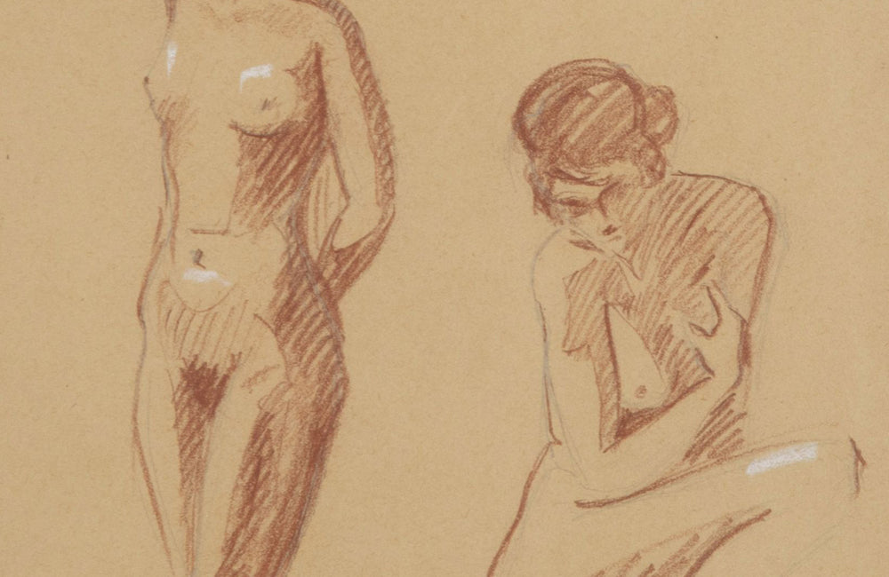 Set of three 20th Century French sanguine life nude studies