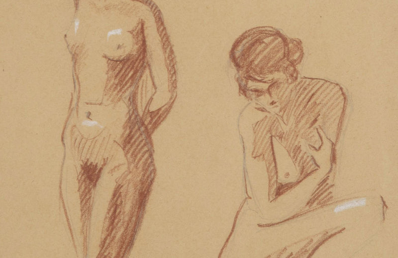 Set of three 20th Century French sanguine life nude studies