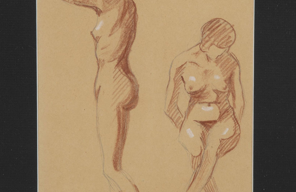 Set of three 20th Century French sanguine life nude studies