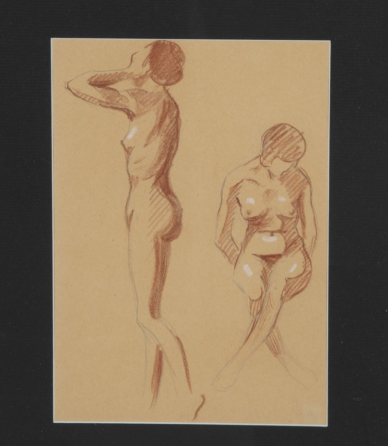 Set of three 20th Century French sanguine life nude studies