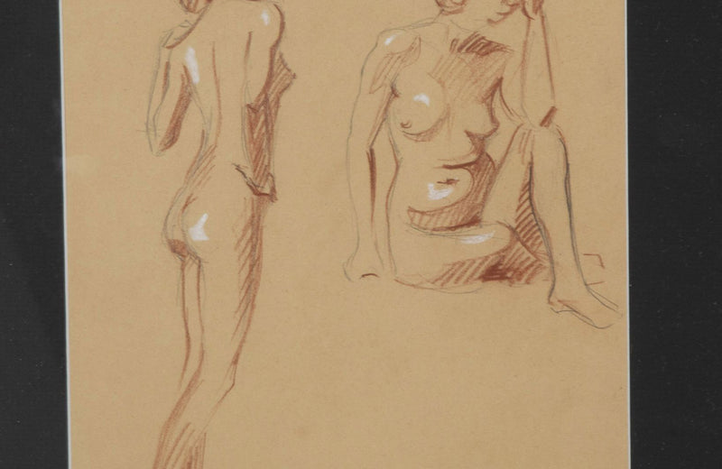 Set of three 20th Century French sanguine life nude studies