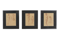 Set of three 20th Century French sanguine life nude studies