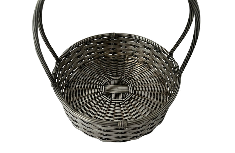 Mid Century silver plate round woven bread basket