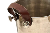 Champagne Bucket Mid-Century Silver Plate with Leather Handles