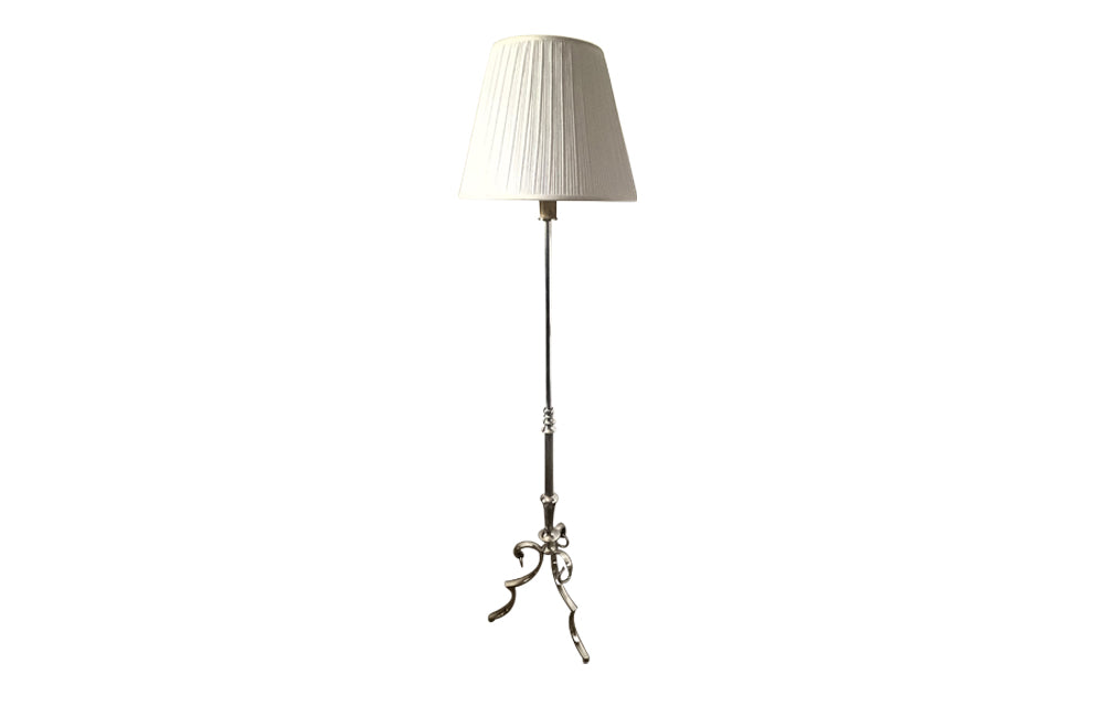 MID CENTURY FRENCH SILVERPLATE FLOOR LAMP