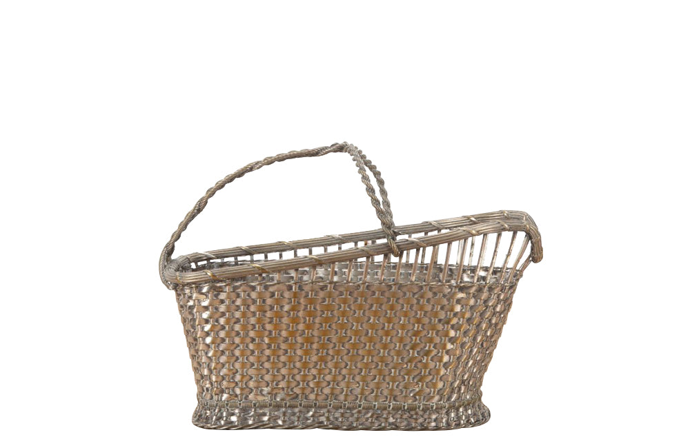 Mid 20th Century French woven silverplate bottle holder