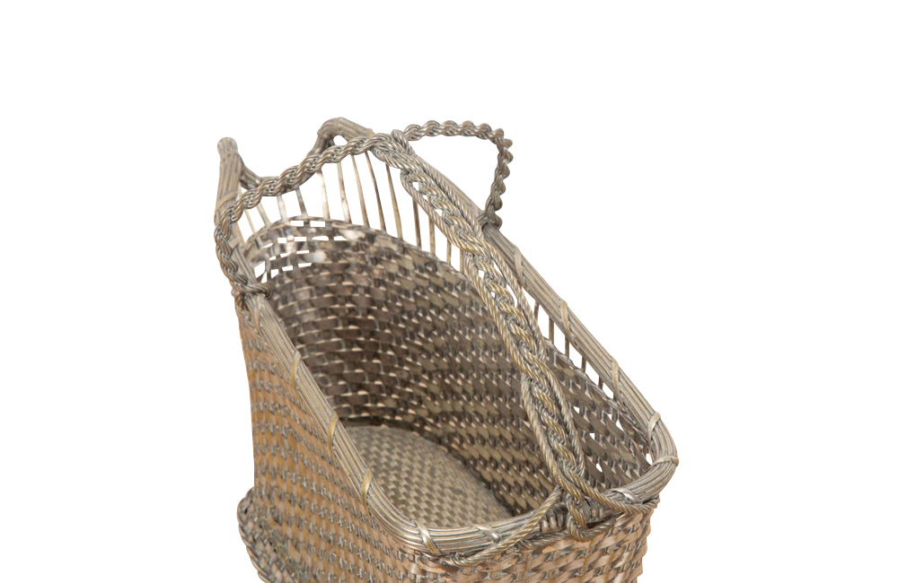 Mid 20th Century French woven silverplate bottle holder