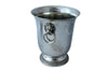 Elegant 20th Century French silver plate champagne bucket or wine cooler with lions head ringed handles.