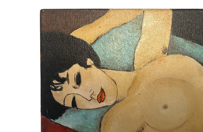 Small signed painting 'Nu Couche' after Modigliani