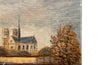 Small 20th century signed, oil on canvas painting by the Seine in Paris with Notre Dame Cathedrale