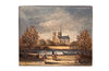 Small 20th century signed, oil on canvas painting by the Seine in Paris with Notre Dame Cathedrale