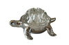  Mid 20th century silverplate turtle ringed holder with glass 9 hole flower holder. 