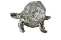  Mid 20th century silverplate turtle ringed holder with glass 9 hole flower holder. 