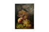 Small, 19th century, French oil on canvas still life painting of grapes and peaches.