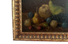 Small early 20th century French still life oil on board painting of pears, plums, cherries, grapes, peach and a quince.