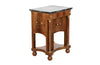 Small Empire syle side table with green marble top, upper drawer,  2 door cupboard and lower shelf by Rinck