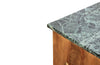 Small Empire syle side table with green marble top, upper drawer,  2 door cupboard and lower shelf by Rinck