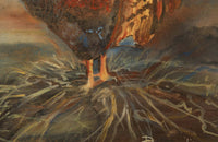 Vintage painting 'Rooster and Four Hens' French